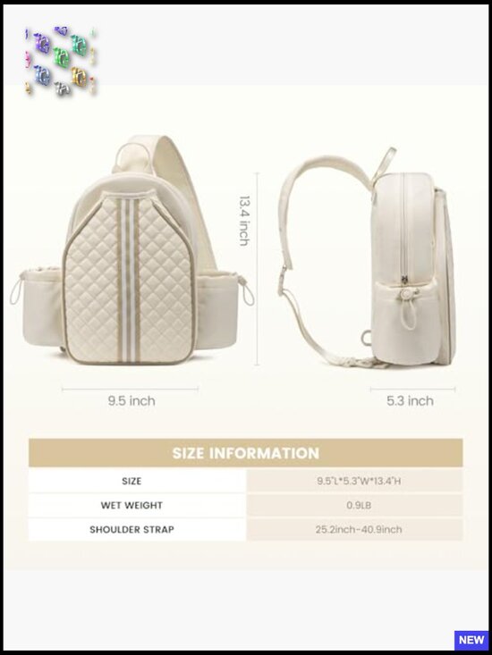 Quilted Pickleball Sling Bag Lightweight Crossbody Backpack Paddle Bag main image 4